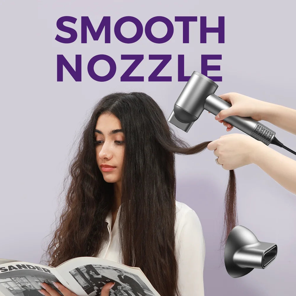 Hair Dryer , High Speed Professional Ionic Blow Dryer with Magnetic Nozzle, Gray