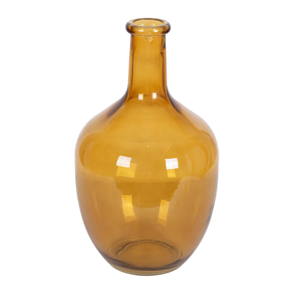 12" High Amber Translucent Glass Indoor Tabletop Vase by