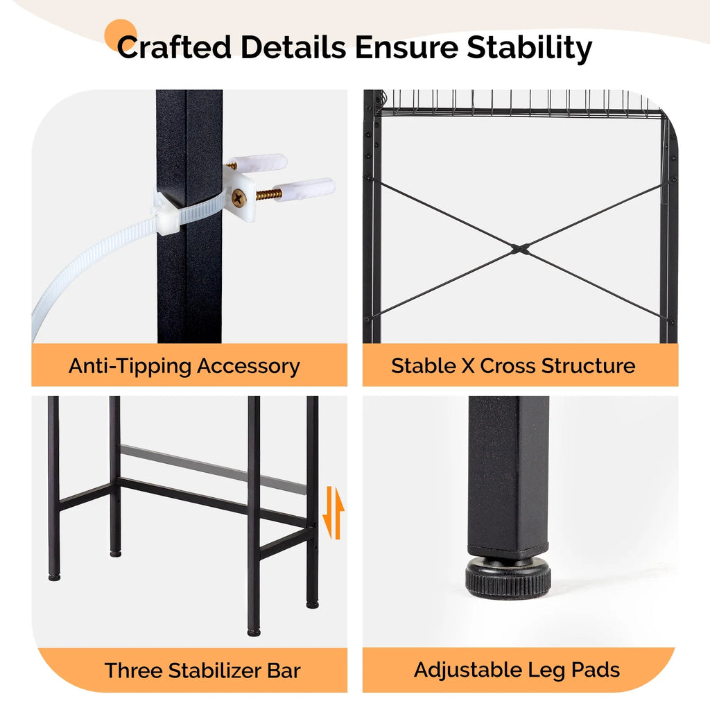 3-Shelf over the Toilet Bathroom Storage Rack and Shelf with with Wire Baskets, Tissue Hook and Hairdryer Holder, Rotten - Wood