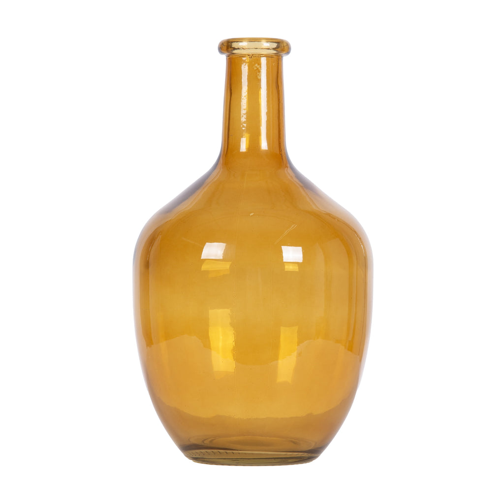 12" High Amber Translucent Glass Indoor Tabletop Vase by