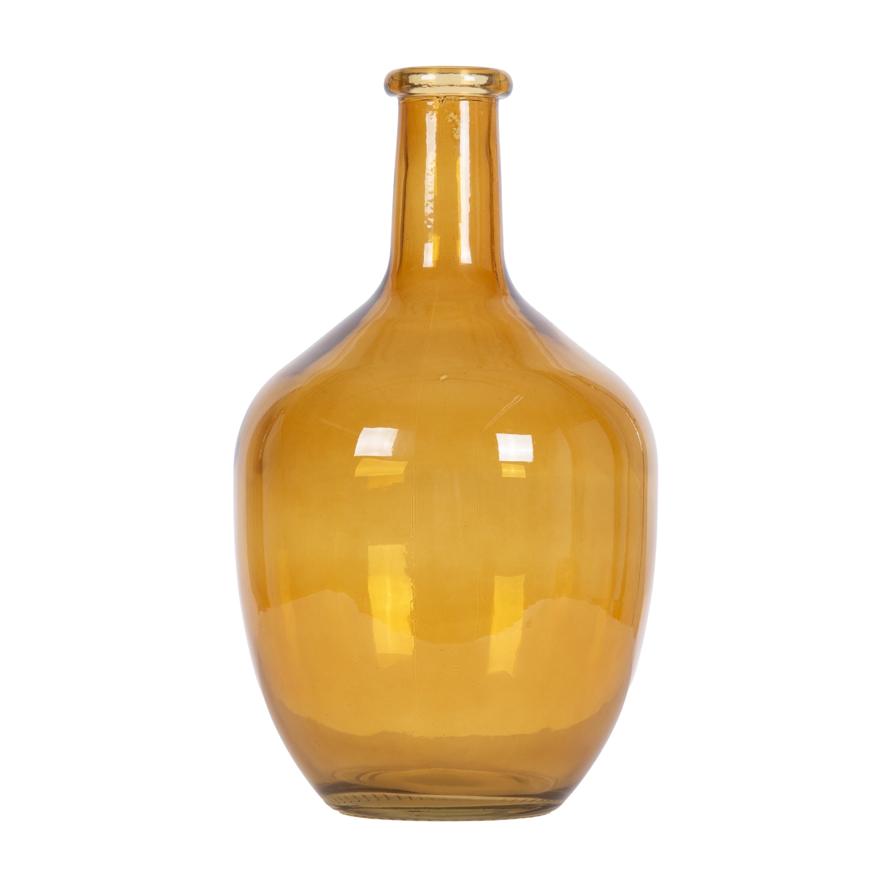 12" High Amber Translucent Glass Indoor Tabletop Vase by