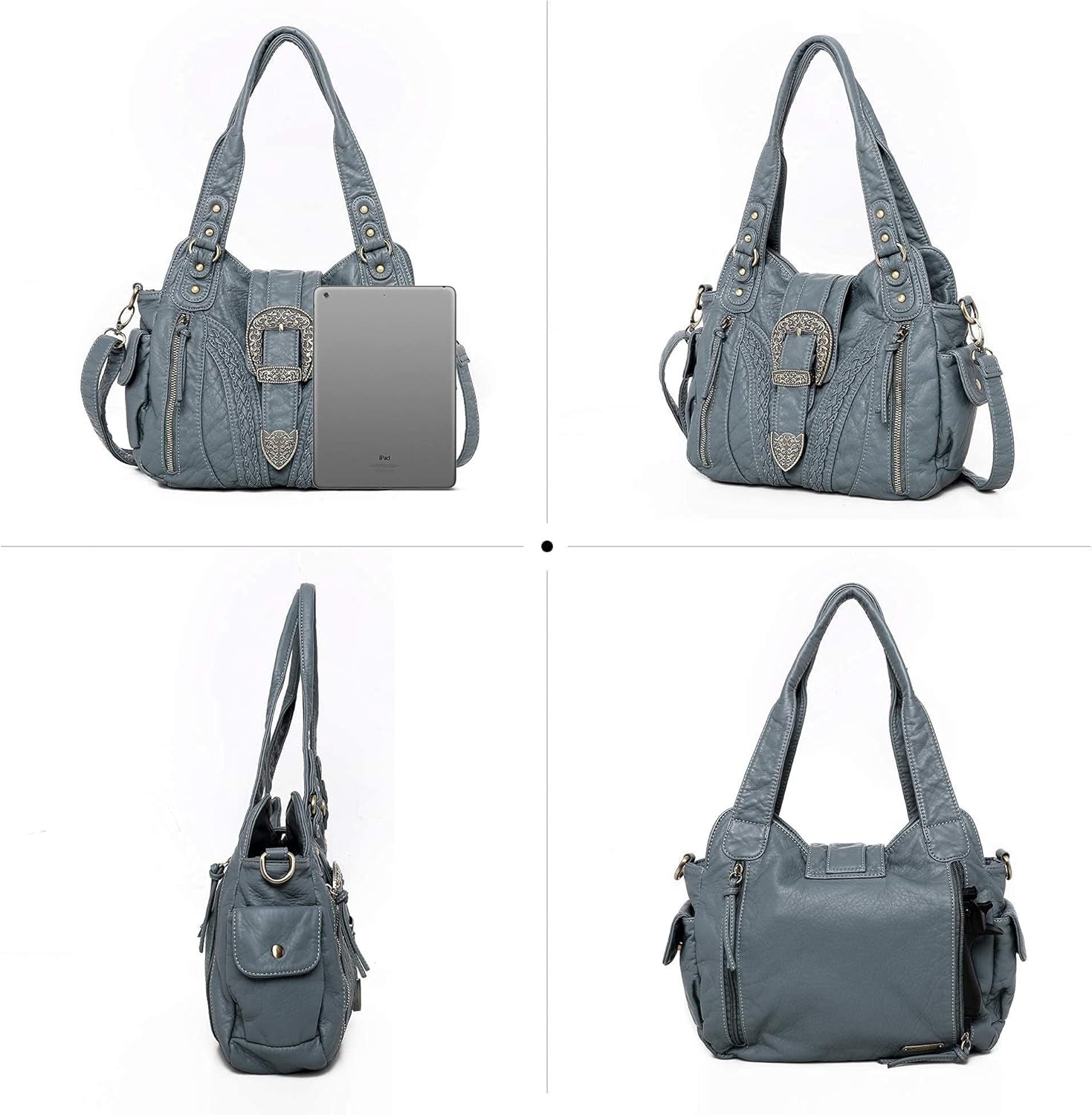 Hobo Handbags for Women Concealed Carry Purses Washed Leather Satchel Handbag Tote Shoulder Bags MWC-020JEAN