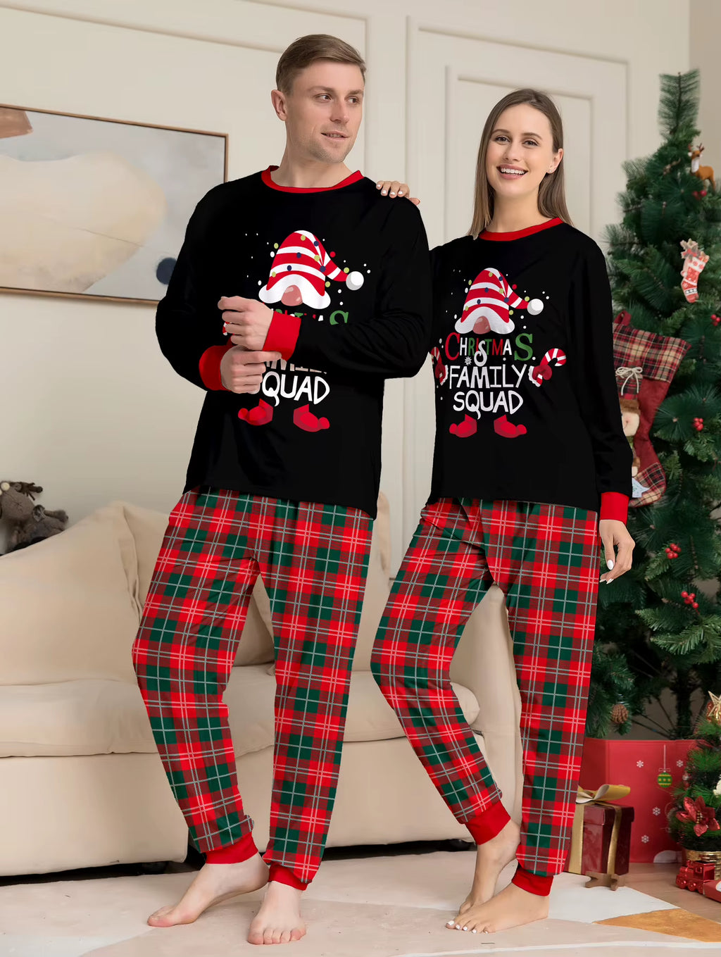 Christmas Family Outfit Mom Daughter Dad Son Family Matching Pyjamas Set Soft Long Sleeved Pyjamas Cute Baby and Dog Jumpsuit