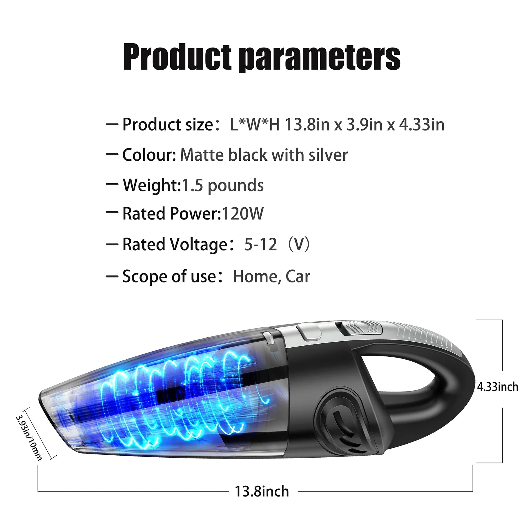 Cordless Handheld Vacuum with 10000PA Powerful Suction, Portable Rechargeable Car Vacuum Cleaner for Car,Home