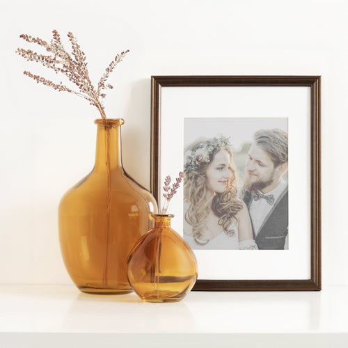 12" High Amber Translucent Glass Indoor Tabletop Vase by