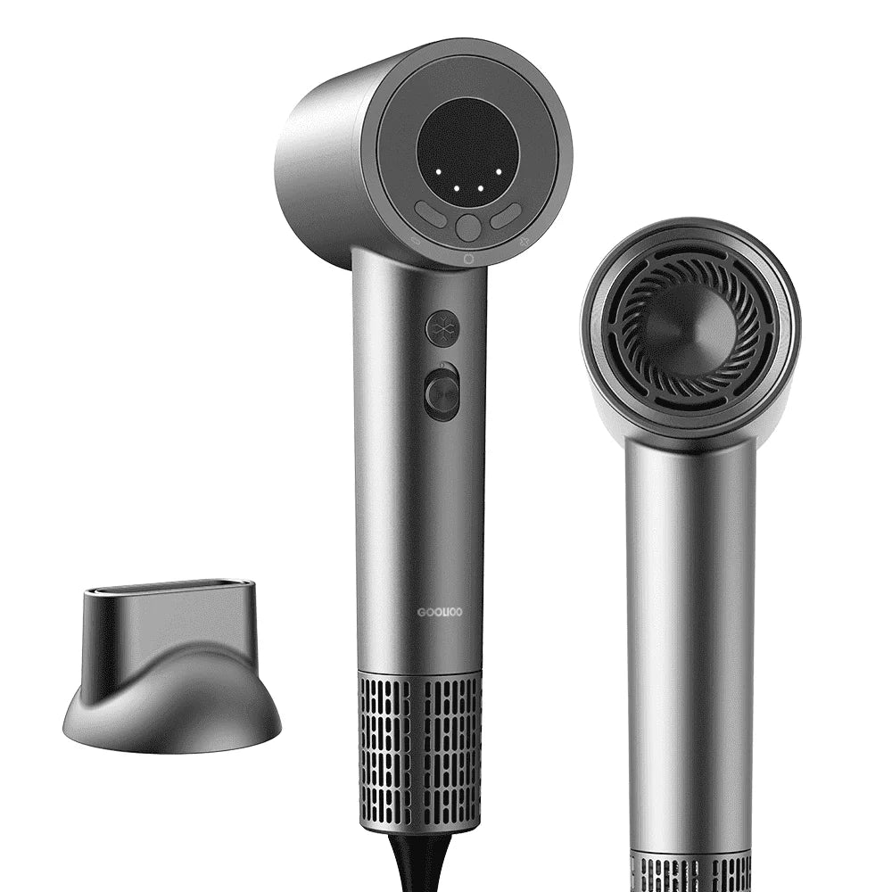 Hair Dryer , High Speed Professional Ionic Blow Dryer with Magnetic Nozzle, Gray