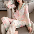 High Quality Ice Silk Light Luxury Pajamas Women'S Pajama Spring and Autumn Style Long Sleeve Home Set Satin Nightwear Sleepwear