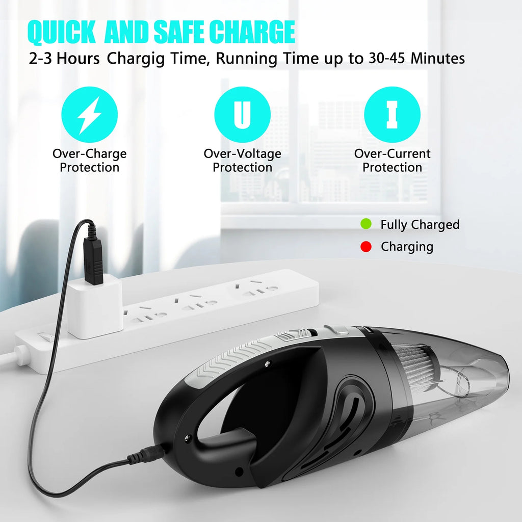 Cordless Handheld Vacuum with 10000PA Powerful Suction, Portable Rechargeable Car Vacuum Cleaner for Car,Home