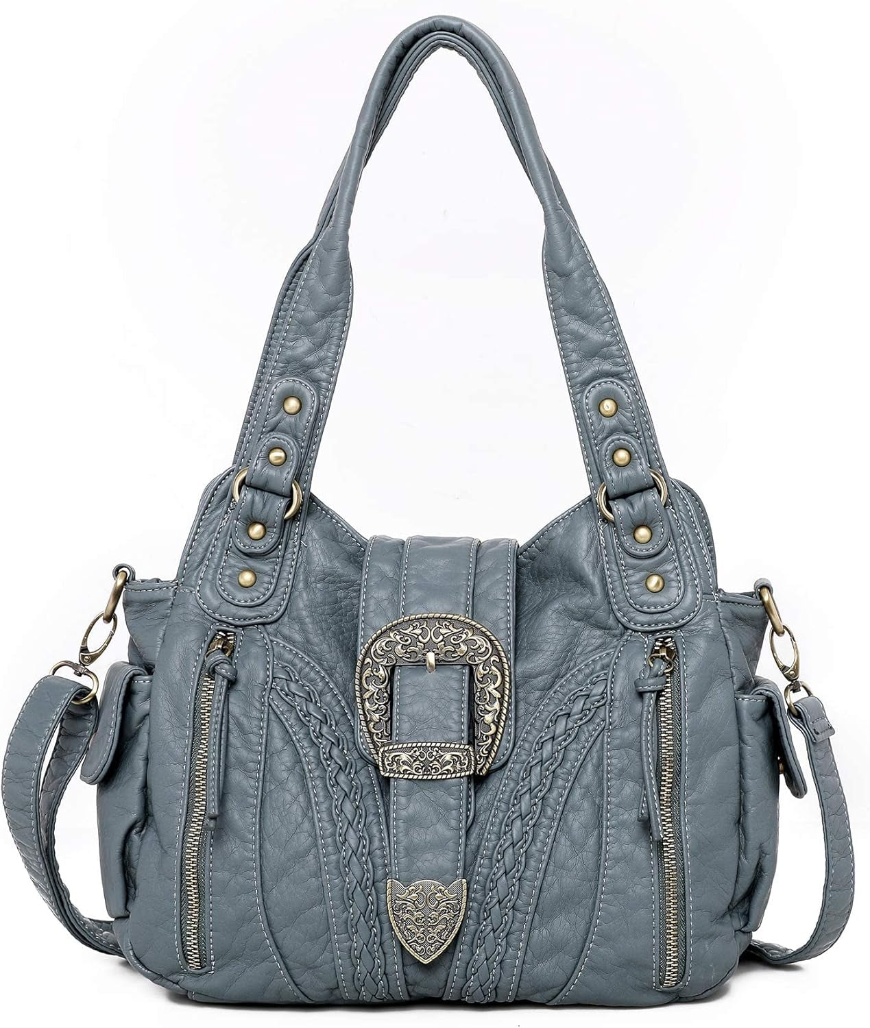 Hobo Handbags for Women Concealed Carry Purses Washed Leather Satchel Handbag Tote Shoulder Bags MWC-020JEAN