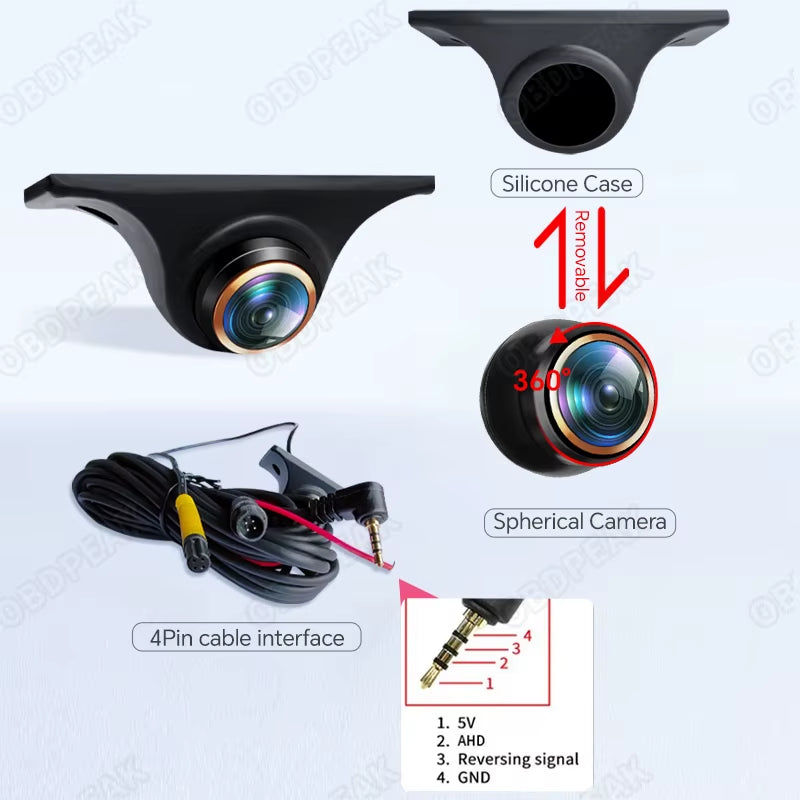 AHD 1080P Car Rear View Camera 170° Fisheye Golden Lens Full HD Night Vision Vehicle Reversing Front Cameras 360 for Dash Cam